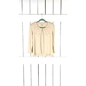 Amanda Smith cream beige beaded cardigan cover up sweater